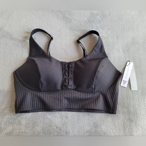 VICTORIAS SECRET Black Laced Front Sports Bra